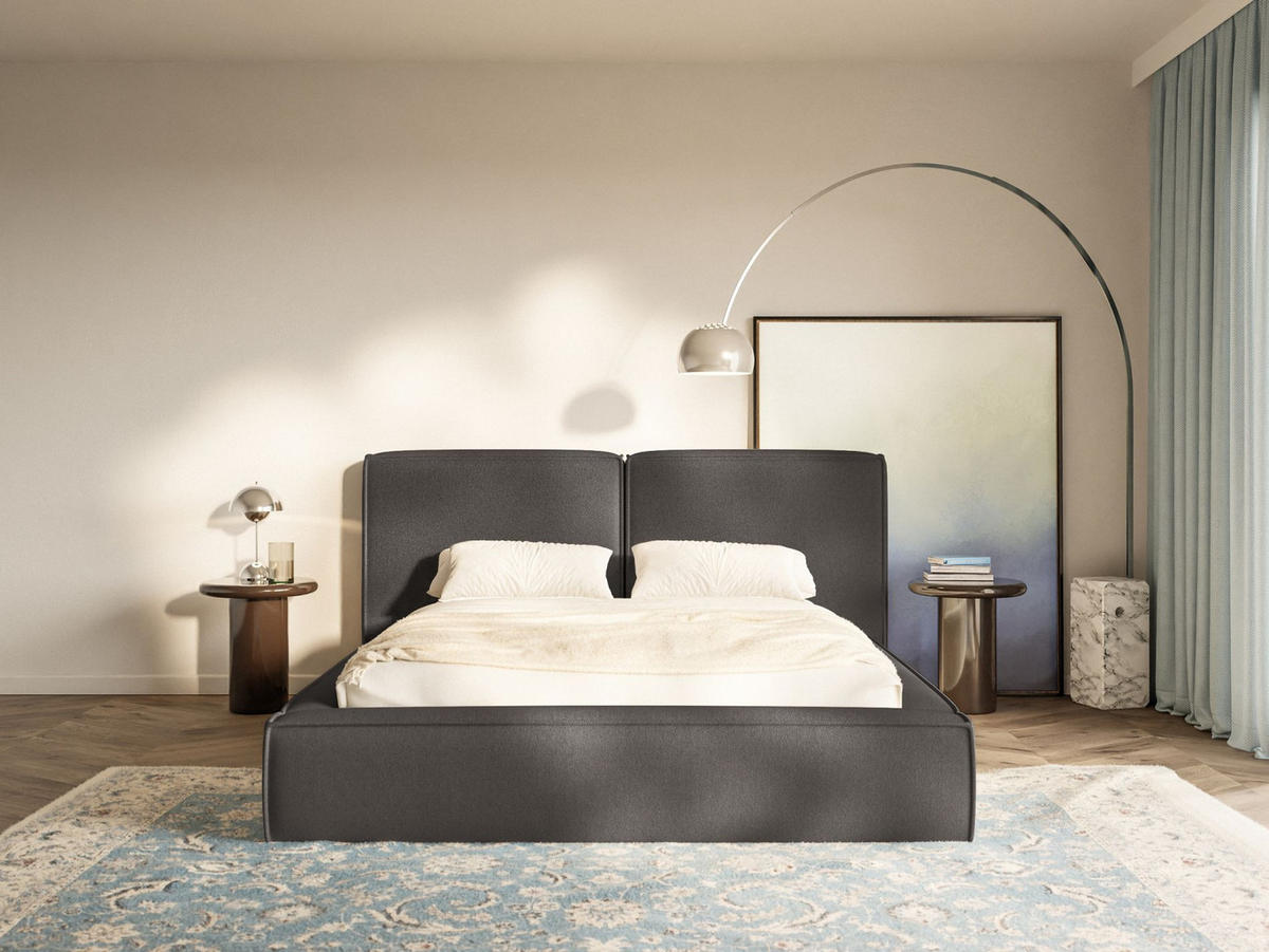 POLSTERBETT Tilves Graphitgrau 140x200 cm - Schwarz/Graphitfarben, Kunststoff/Textil (140/200cm) - Selsey