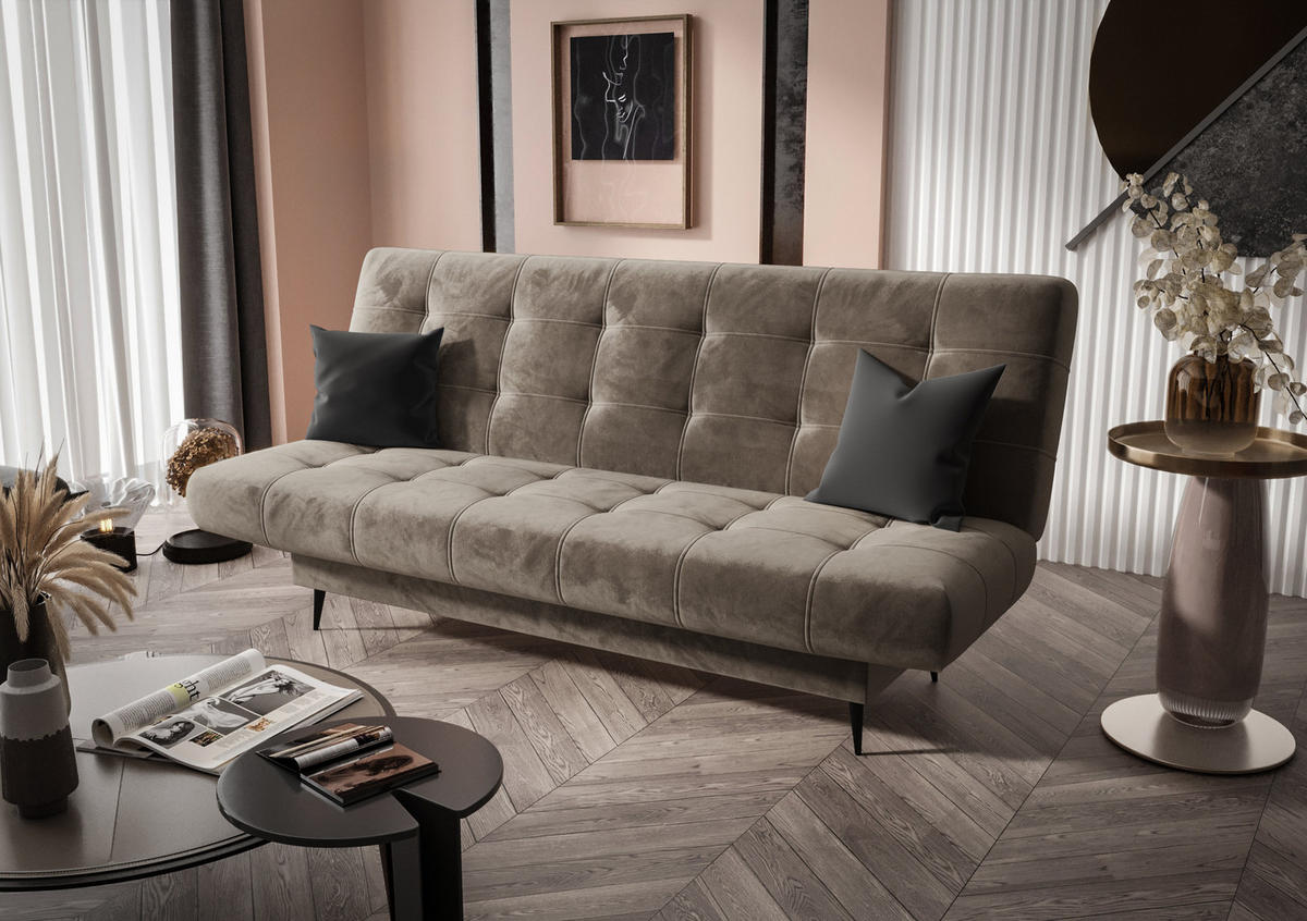 SCHLAFSOFA KONGO 05, Sofa mit Schlaffunktion, Farbe: Hellbraun, Velourstoff - Hellbraun, Textil (200/97/97cm) - O-Sofa