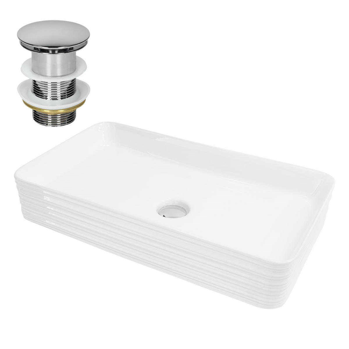 WASCHBECKEN - Weiß, Keramik (38/12/68cm) - LuxeBath