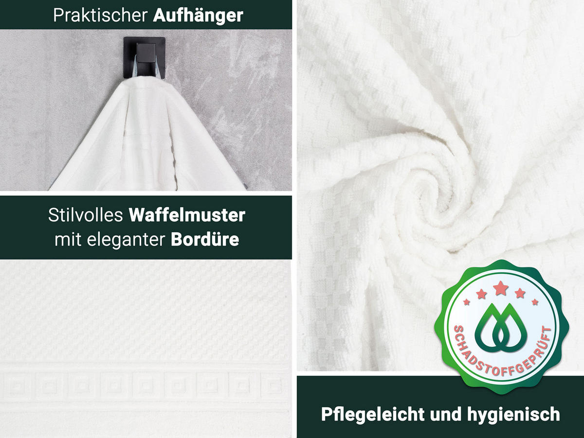 HANDTÜCHER, 10er-Set, 50x100 cm, 100% Baumwolle, Weiß - Weiß, Textil (50/100cm) - Zollner