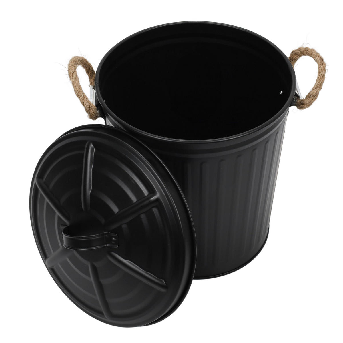 KOSMETIKEIMER mit Deckel 23/24/28,5 cm - Schwarz, Metall (24/28.5/23cm) - Wenko