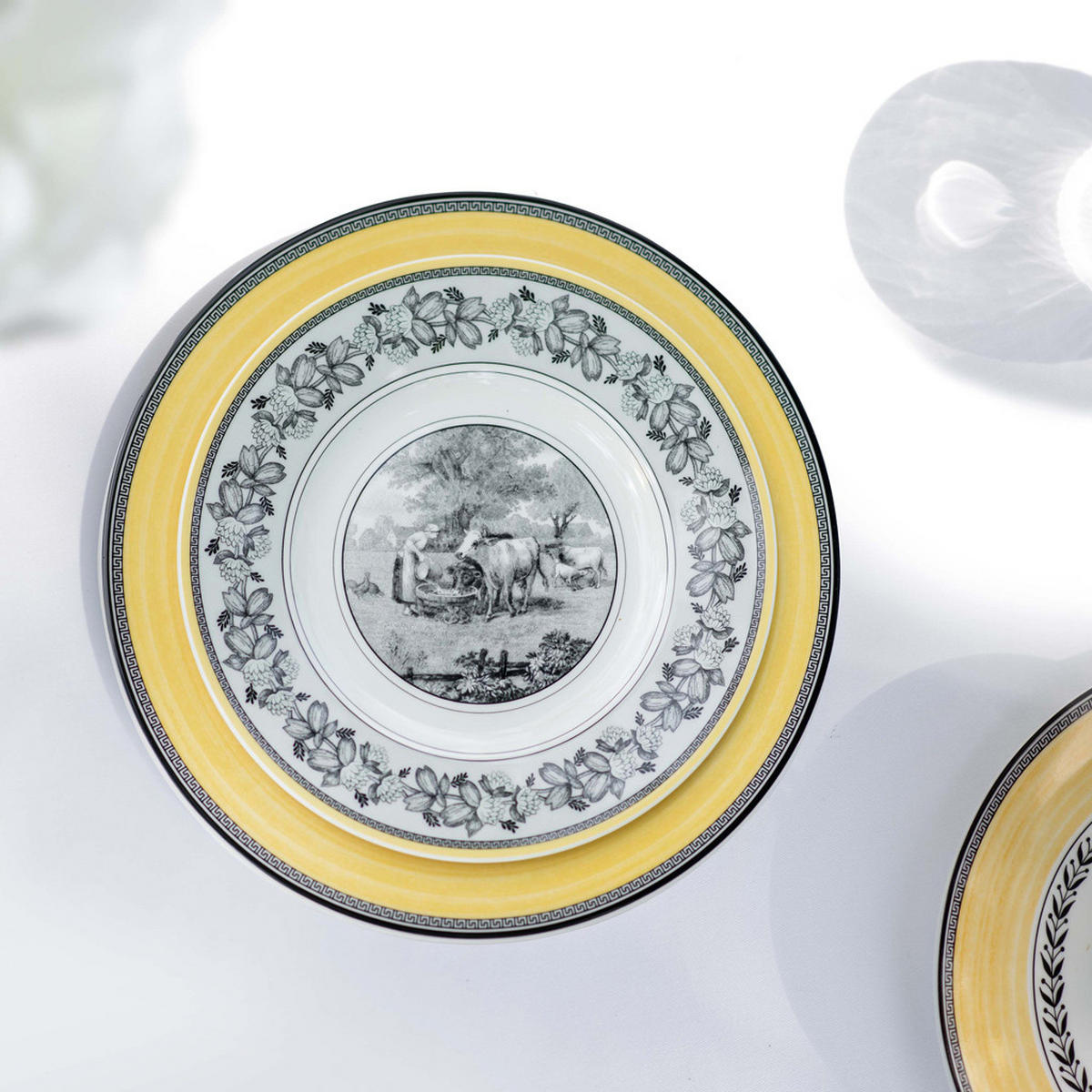 FRÜHSTÜCKSTELLER Audun Ferme weiß-grau-gelb ø 21,6 cm - Gelb/Weiß, Keramik (21.6cm) - Villeroy & Boch