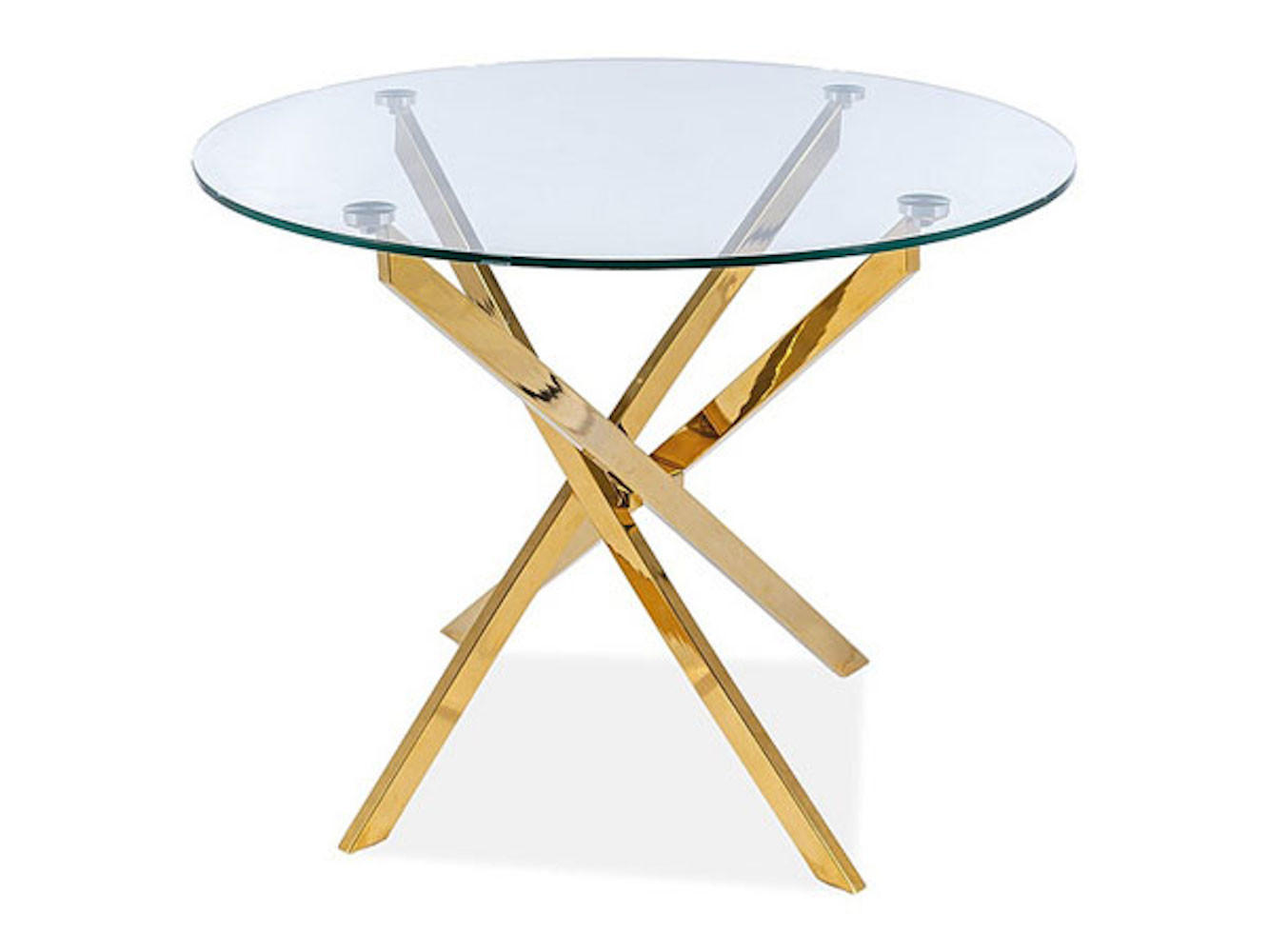ESSTISCH Agis Gold 90 / 90 / 73cm - Transparent/Goldfarben, Glas/Holz (90/90/73cm) - Feldmann-Wohnen