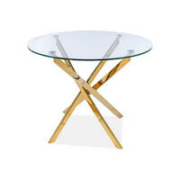 ESSTISCH Agis Gold 90 / 90 / 73cm - Transparent/Goldfarben, Glas/Holz (90/90/73cm) - Feldmann-Wohnen
