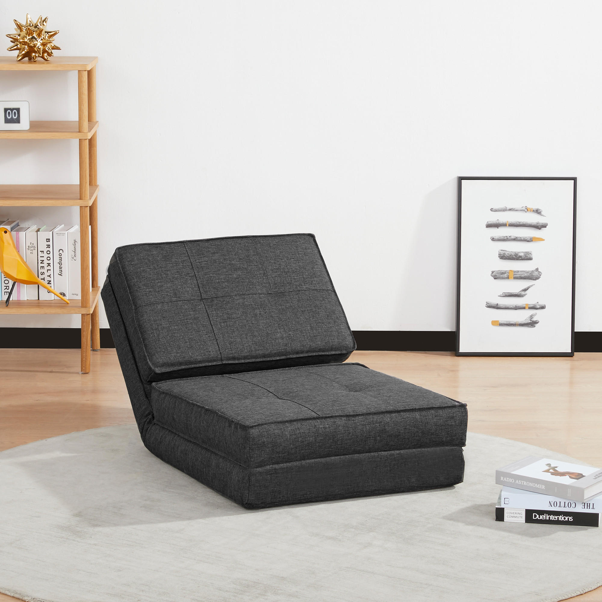 BODENSOFA, verstellbar, Dunkelgrau - Dunkelgrau, Kunststoff (61/58/73cm) - HOMCOM