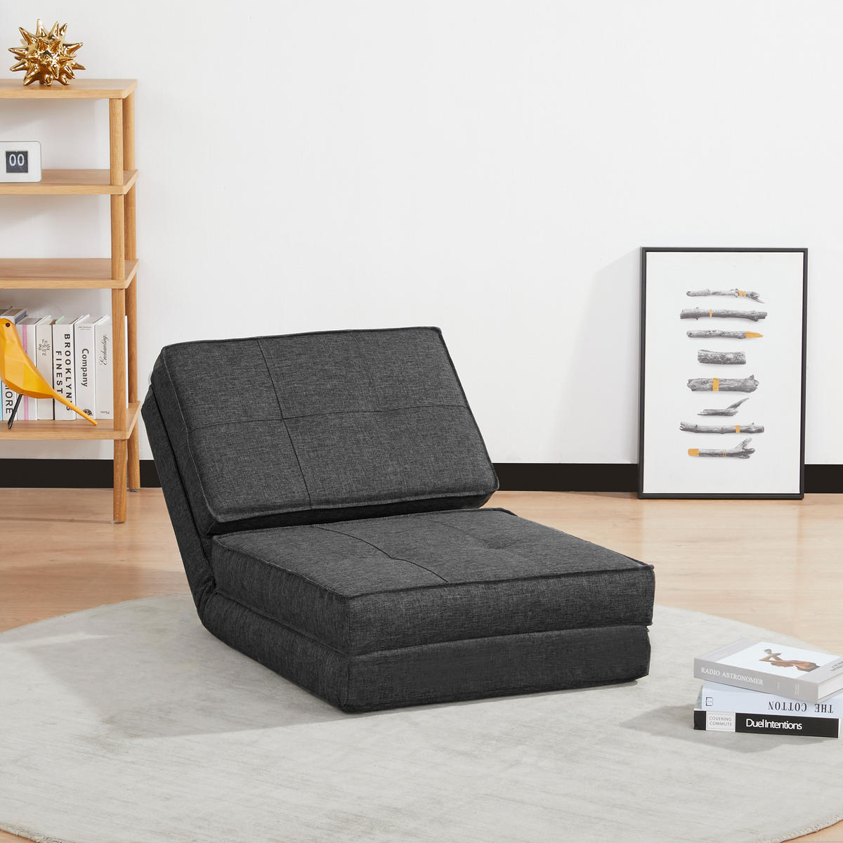 BODENSOFA, verstellbar, Dunkelgrau - Dunkelgrau, Kunststoff (61/58/73cm) - HOMCOM