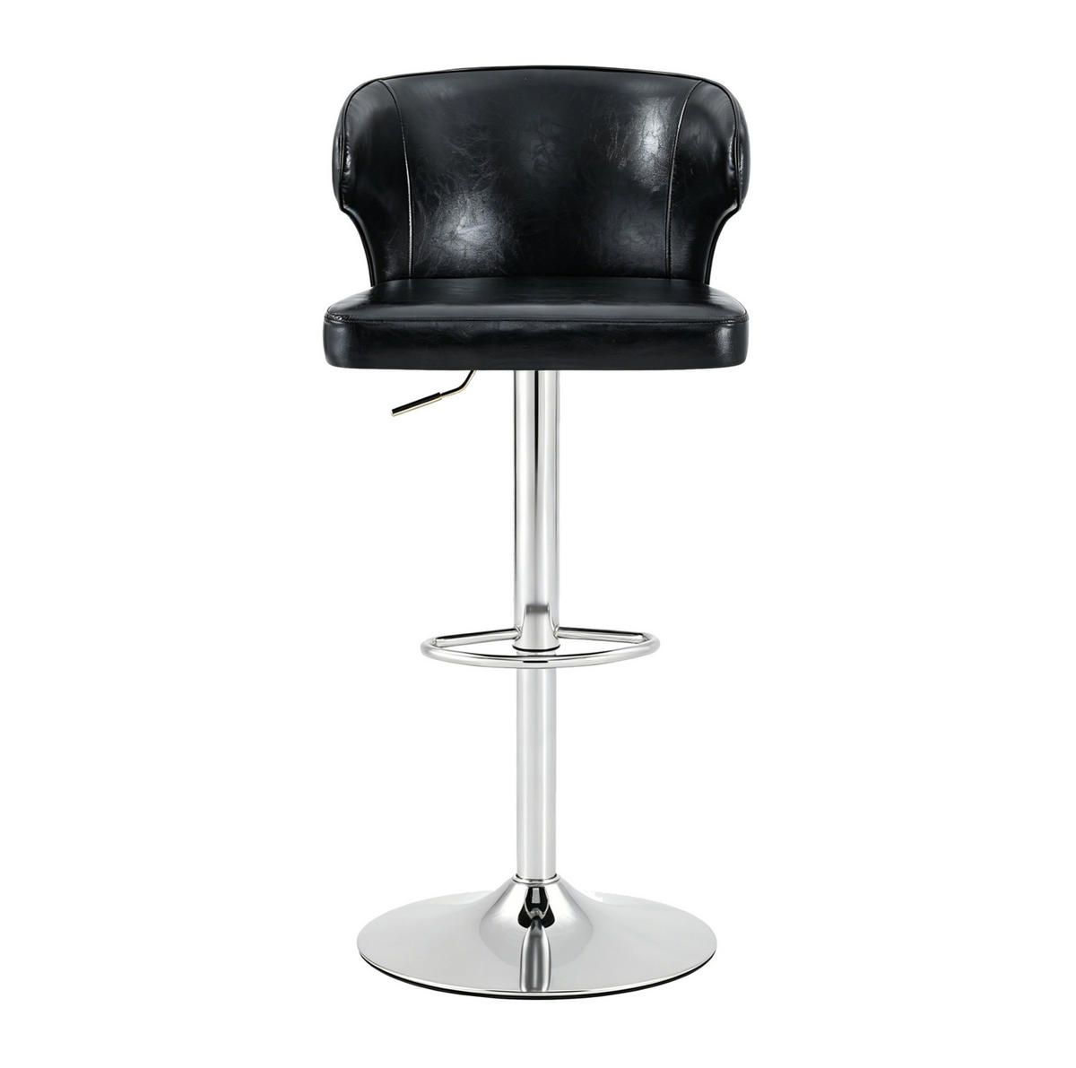 BARHOCKER 2er-Set höhenverstellbar drehbar Schwarz PU - Schwarz, Metall (45/110/49.72cm) - Meubliv