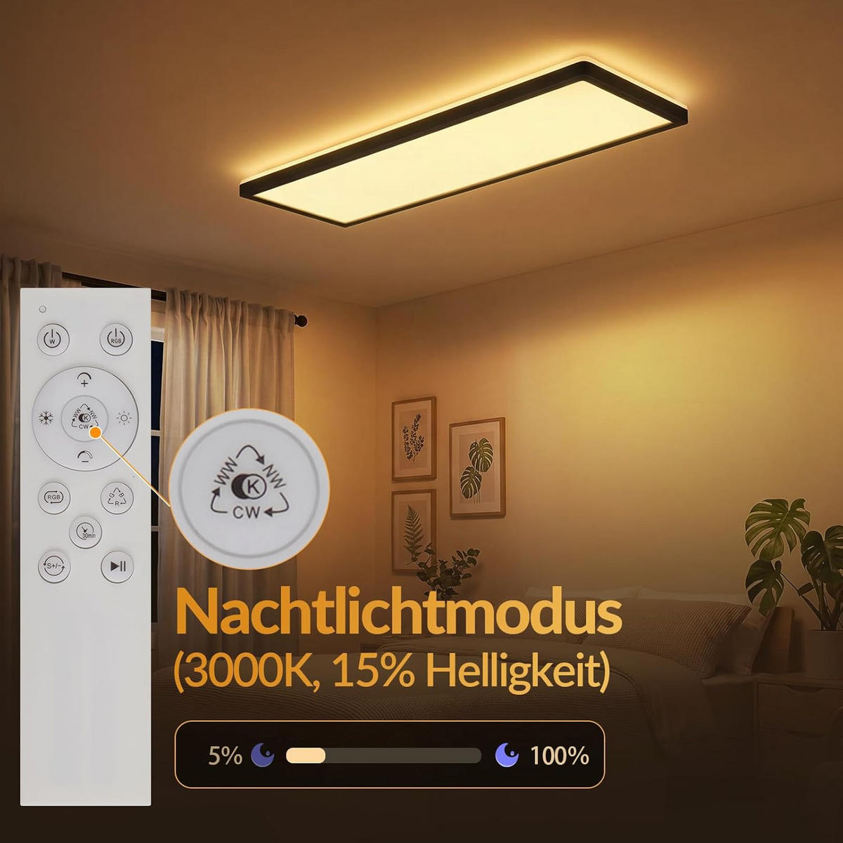 LED DECKENLEUCHTE Orvex 58/20/3 cm - Schwarz, Kunststoff (58/20/3cm) - ZMH