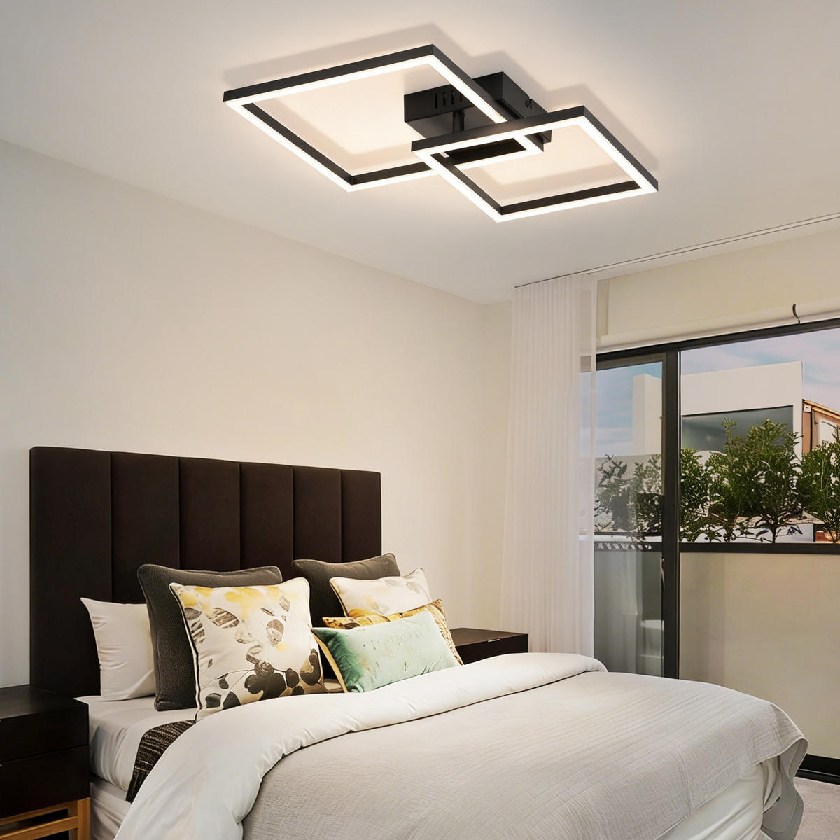 LED DECKENLEUCHTE Belwynne 34.5/34.5/6.7 cm - Schwarz, Kunststoff (34.5/34.5/6.7cm) - ZMH