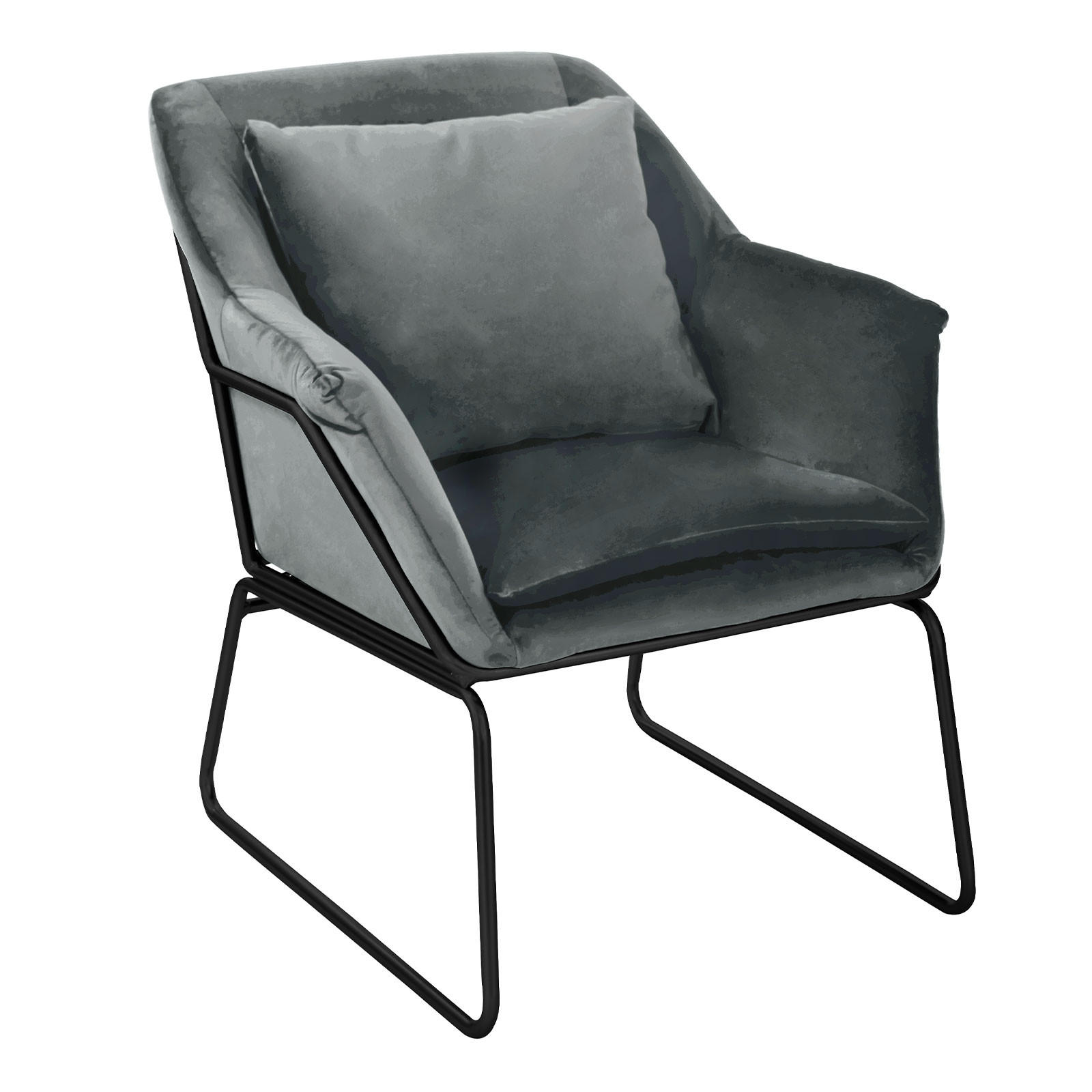 LOUNGESESSEL JOSIE Samt Grau - Schwarz/Grau, Textil (68/82/64cm) - SVITA