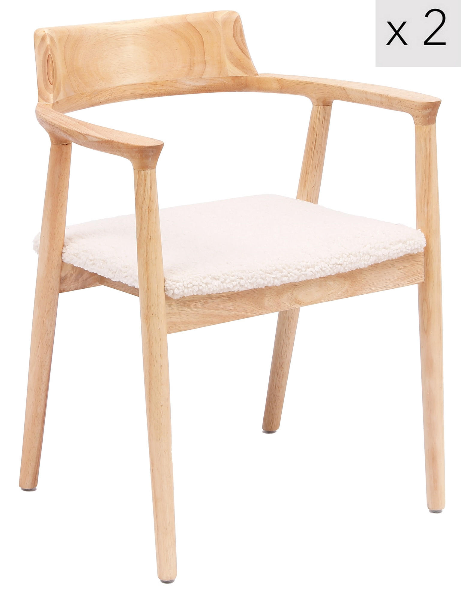 STUHL 2er-Set Holz Weiß - Weiß, Holz (58/75/57.5cm) - Nordlys