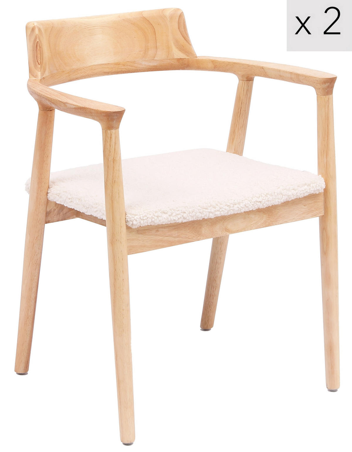 STUHL 2er-Set Holz Weiß - Weiß, Holz (58/75/57.5cm) - Nordlys
