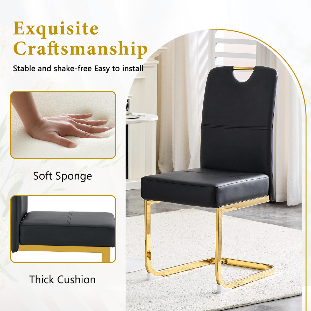 SCHWINGSTUHL DE-36779 2er-Set mit Federkernpolsterung und ergonomischem Design Schwarz - Goldfarben/Schwarz, Metall (43/97/56cm) - ComfortXL