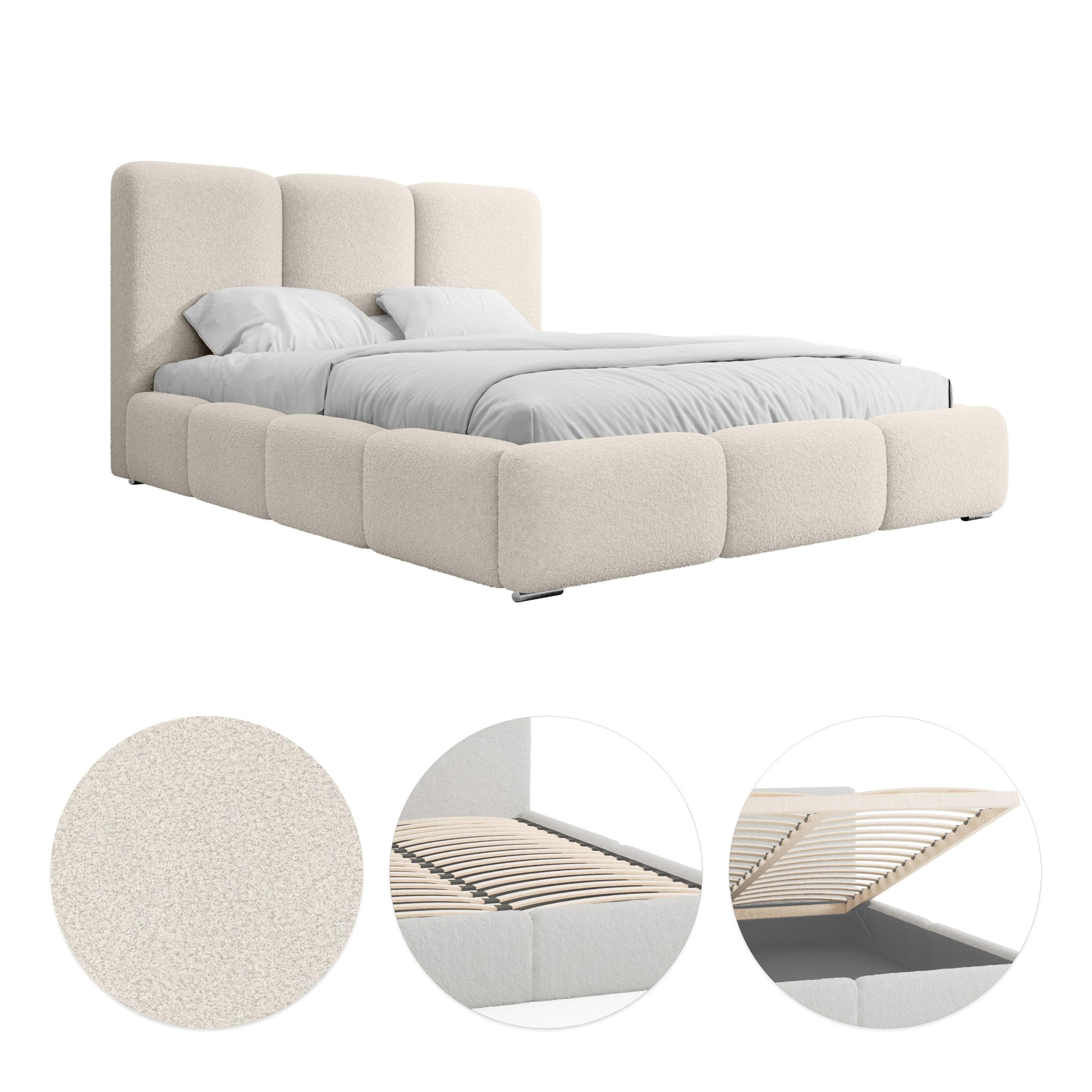 POLSTERBETT Doppelbett Kestle 160x200 cm Beige - Beige, Textil (160/200cm) - Fedve