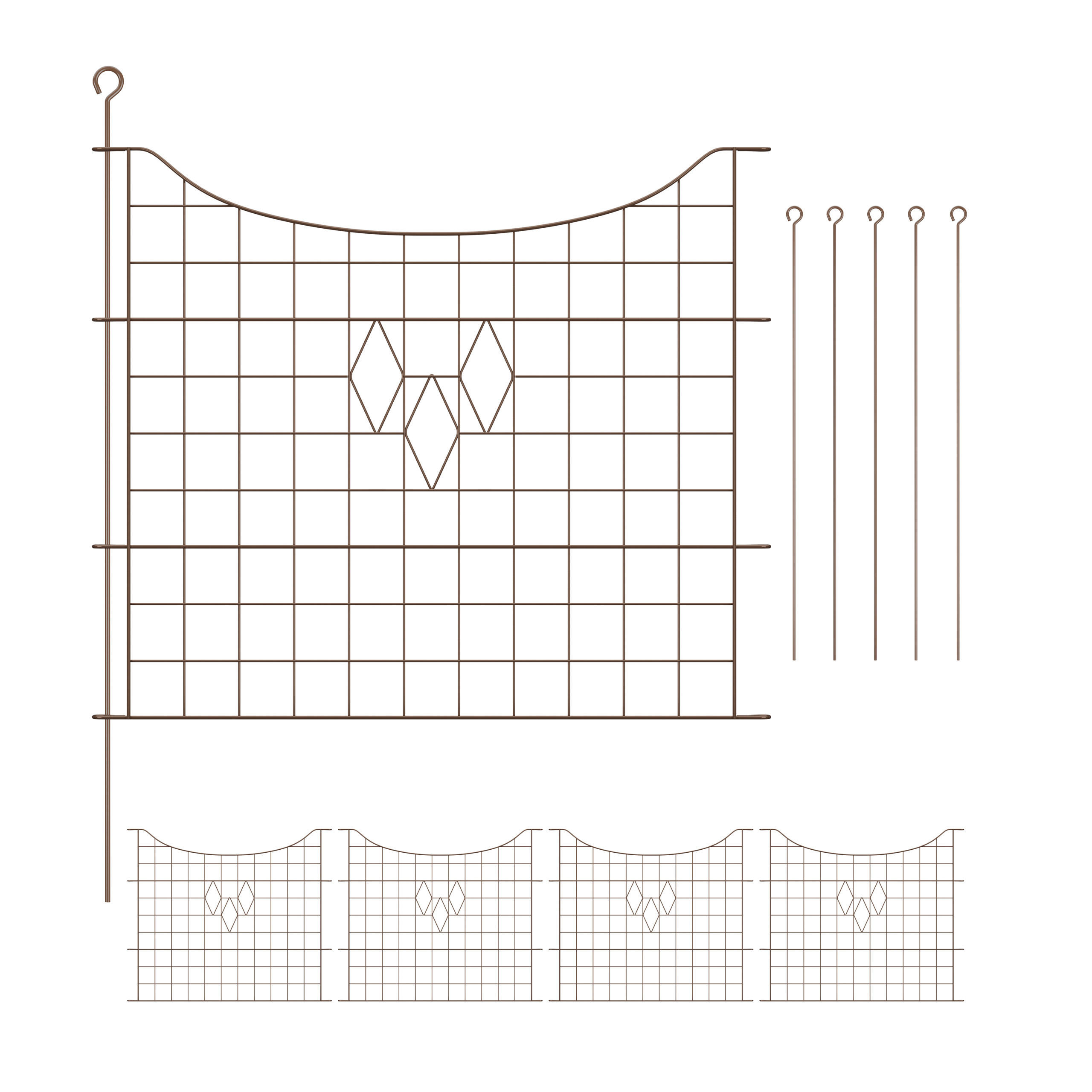 5xTEICHZAUN - Braun, Metall (365/66cm) - Relaxdays