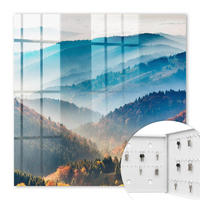 SCHLÜSSELBOX Weiß 30x30 cm – Türöffnung nach rechts - Berglandschaft - Blau, Metall (30/30/5cm) - TULUP