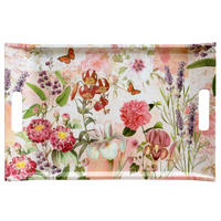 TABLETT Wildblumen, rechteckige Serviertablett mit Griff 47x31 cm - Dunkelrosa, Kunststoff (31/3/47cm) - Lashuma