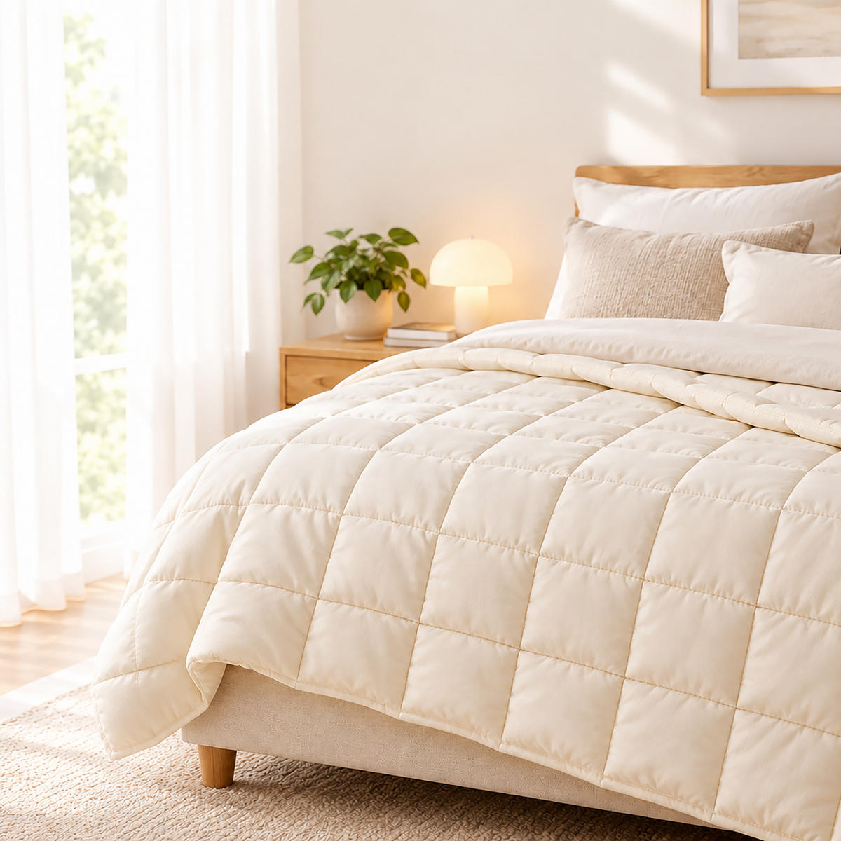 GEWICHTSDECKE Creme 6 kg - Creme, Glas/Textil (200/200cm) - Relaxdays