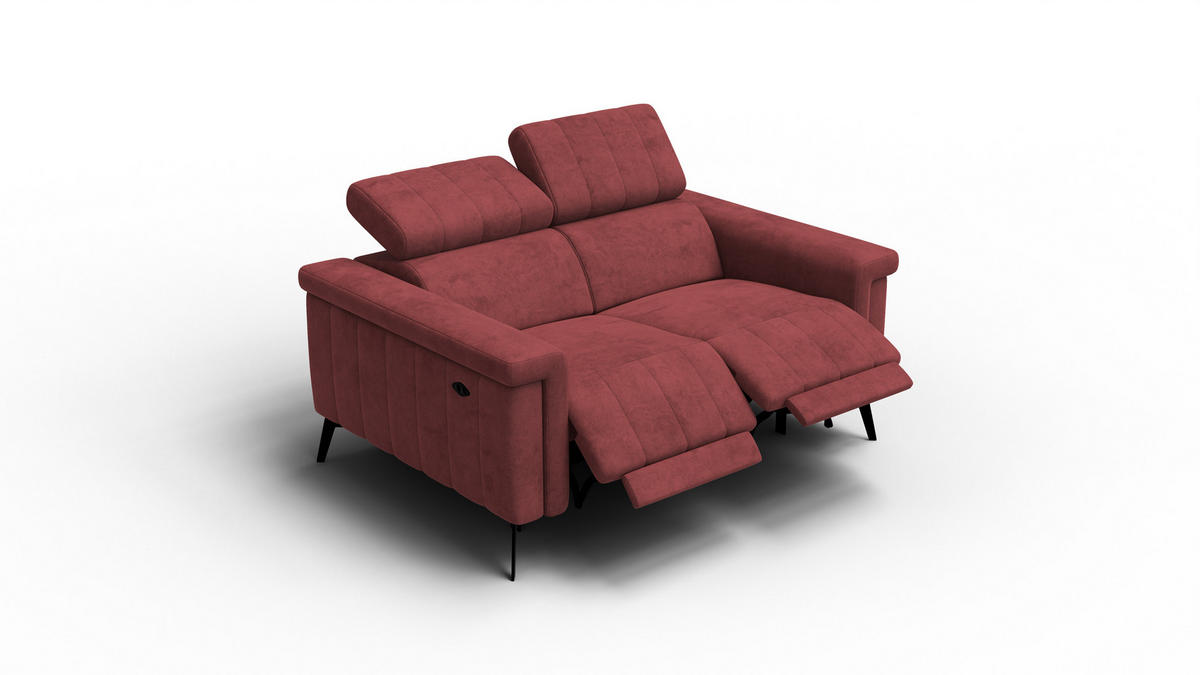 RELAXSOFA NORDEL 2-Sitzer, bordeaux - Bordeaux/Schwarz, Holz/Textil (150/80/105cm) - Courtois Laville