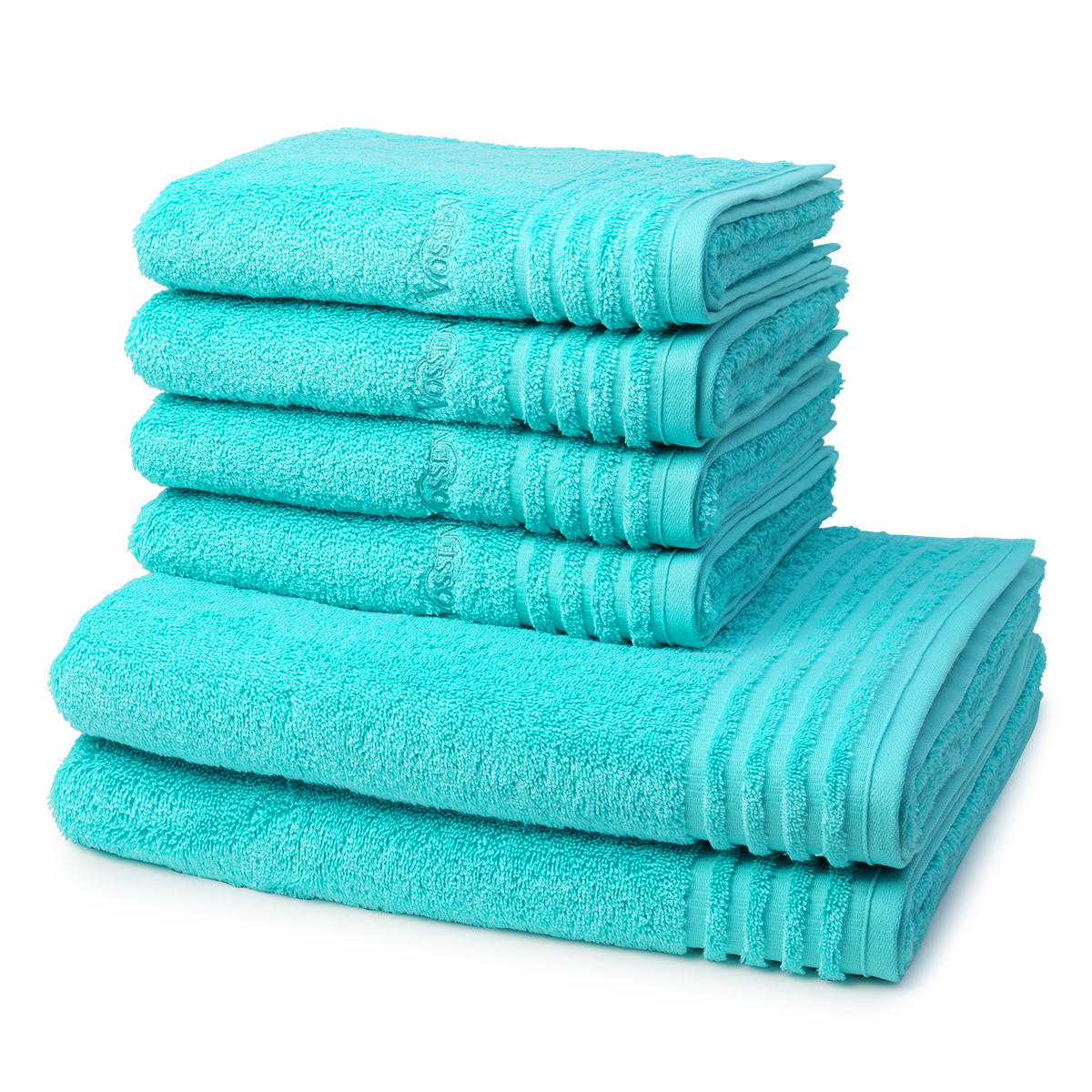 FROTTIERSET Vienna Style Supersoft 6-teilig - Türkis, Textil (50/100cm) - Vossen