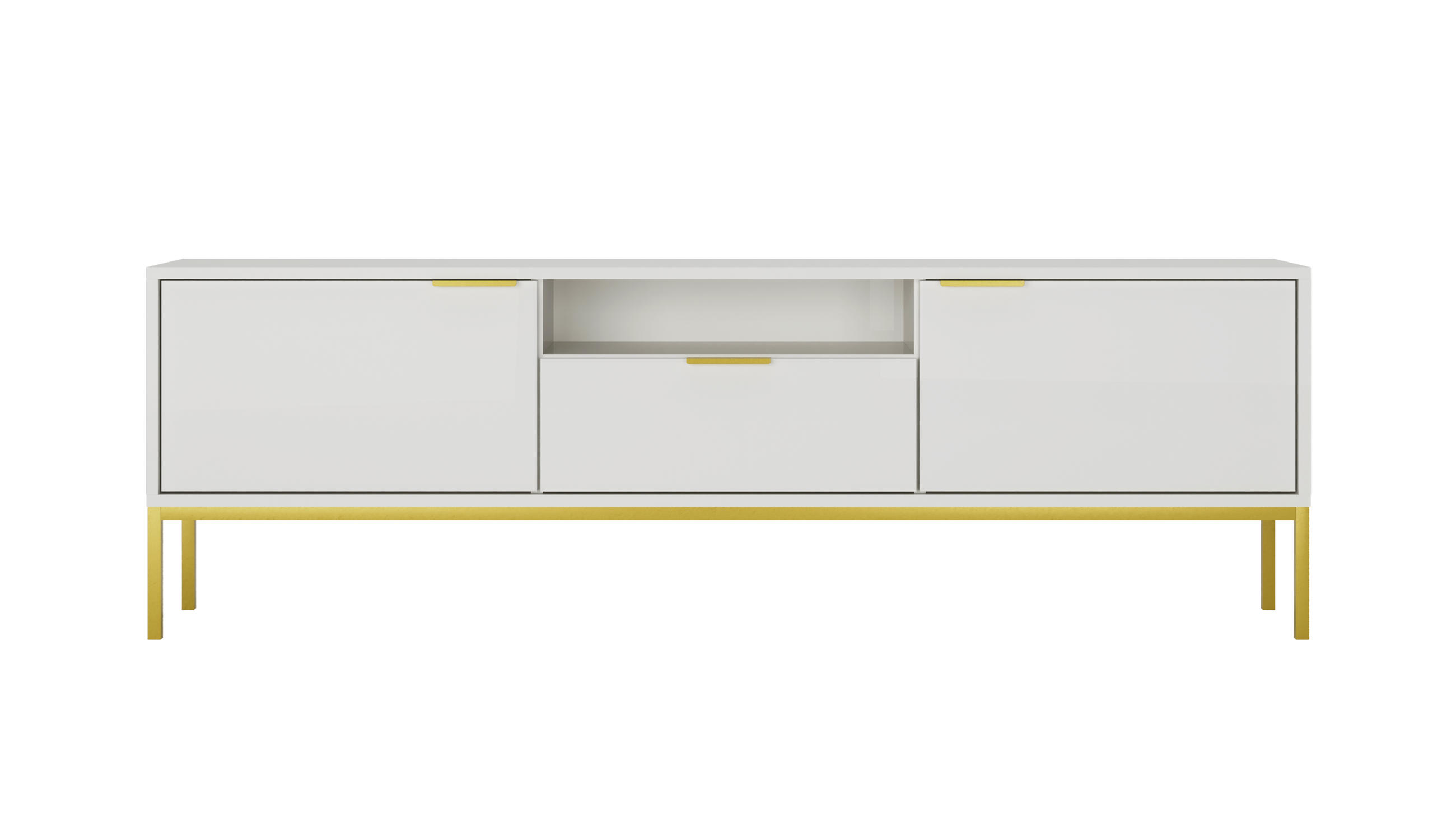 RAUMHIRSCH FURNITURE NÍZKÁ SKŘÍŇKA Austin II bílá, zlatá 33/56,4/175 cm