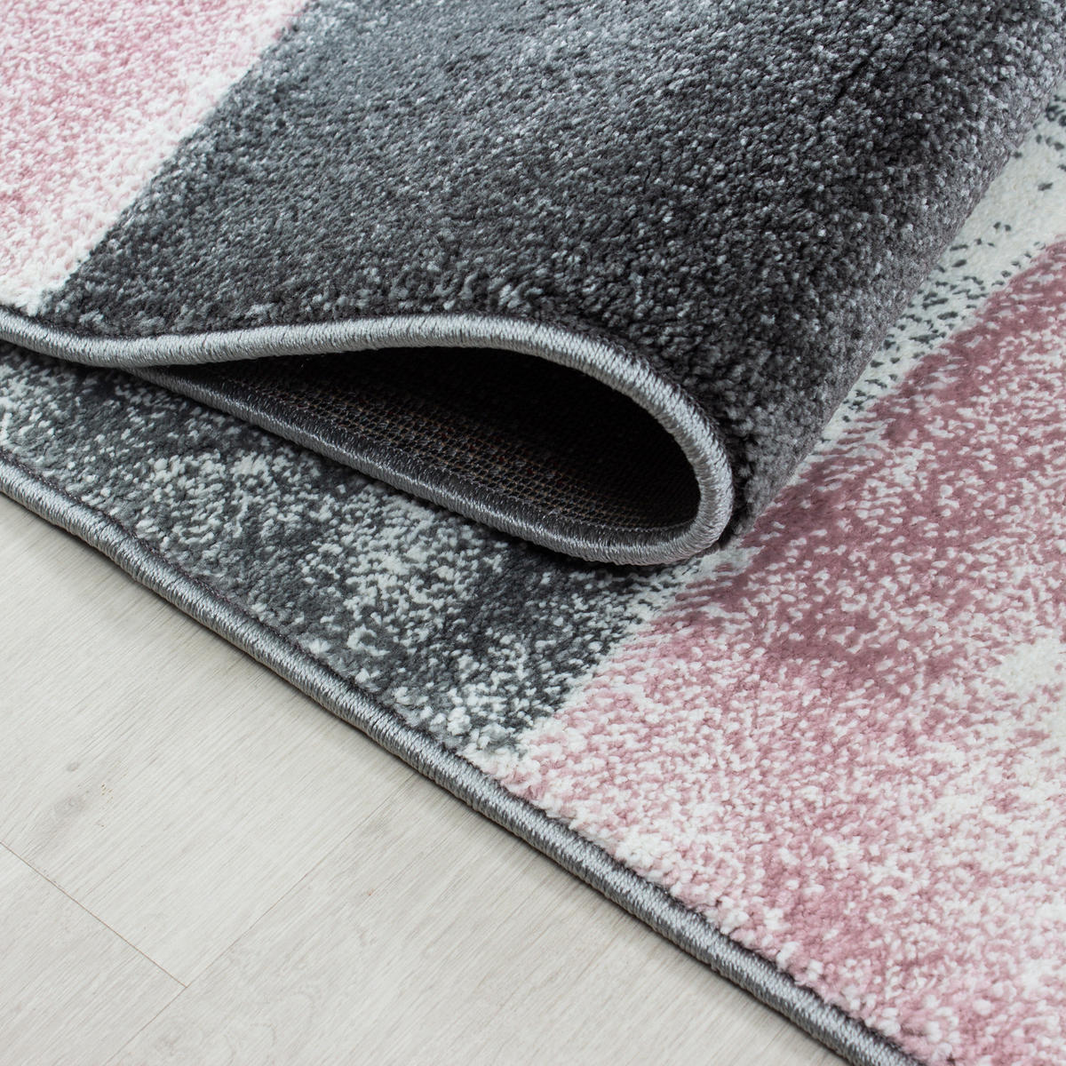TEPPICH Kurzflor Karo Look Polypropylen Wohnzimmer Pink Rechteckig 280x370 - Rosa, Textil (280/370cm) - KADIMA DESIGN