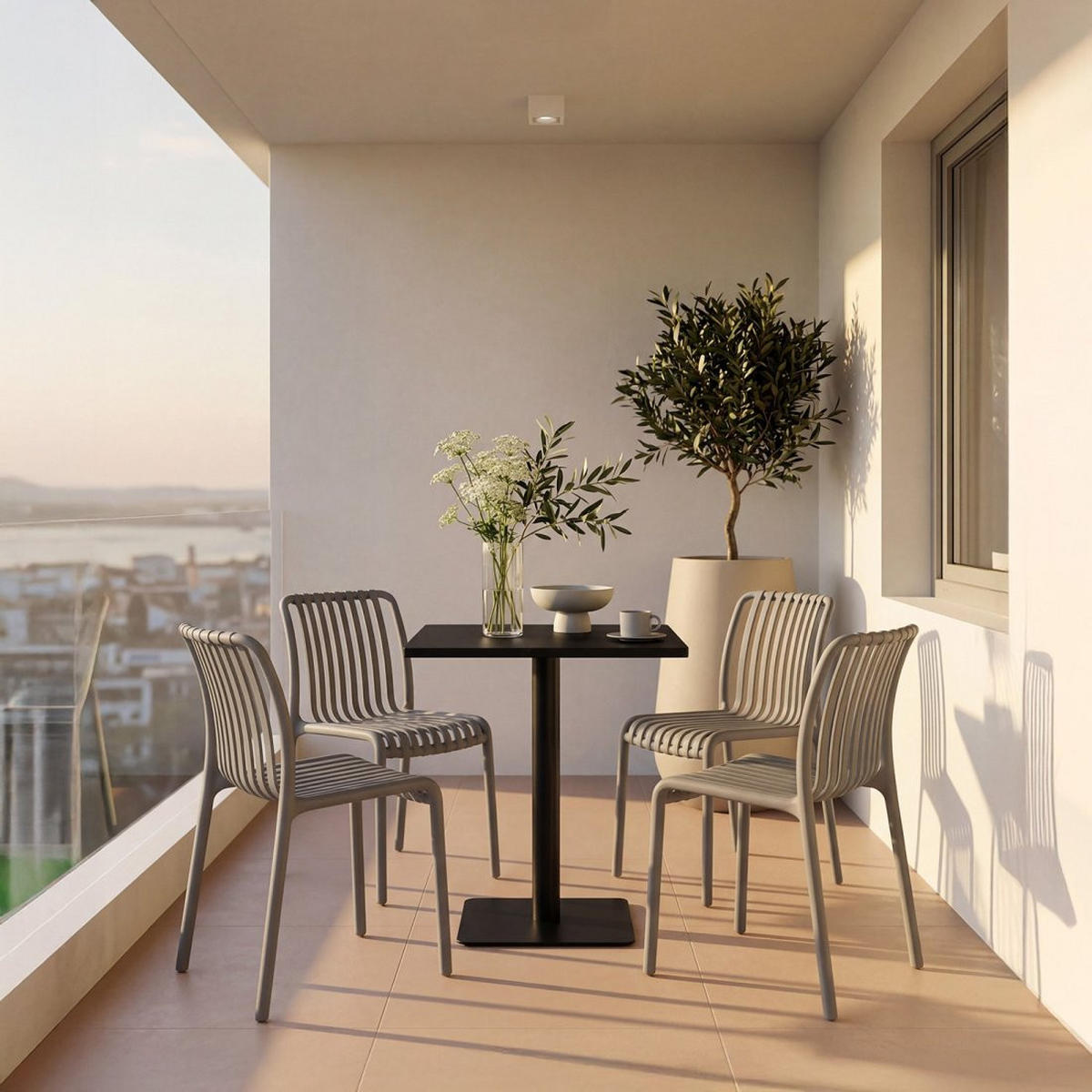 GARTENSTUHL Ollie Grau 45 cm x 78 cm 4er-Set - Grau, Kunststoff (45/78/62cm) - Klast Home