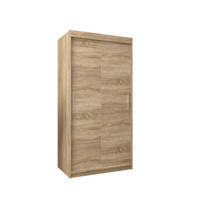 SCHWEBETÜRENSCHRANK 200/100/62 2-türig - Silberfarben/Sonoma Eiche, Holz/Kunststoff (100/200/62cm) - MÖBEL KRYSPOL