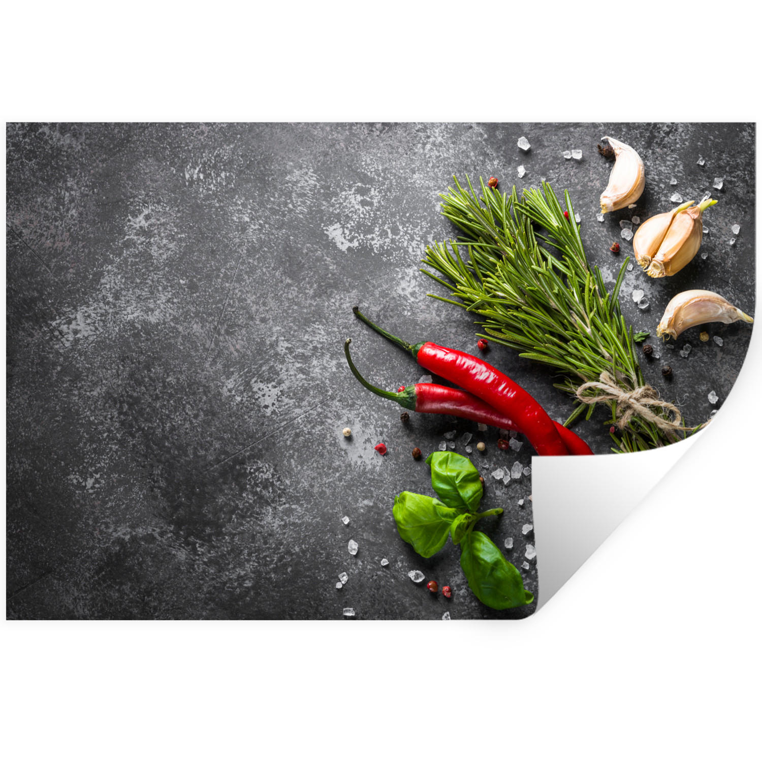 WANDTATTOO Pfeffer - Kräuter - Gewürze - Beton 120x80 cm - Dunkelgrau, Kunststoff (120/80/0.1cm) - MuchoWow