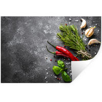 WANDTATTOO Pfeffer - Kräuter - Gewürze - Beton 120x80 cm - Dunkelgrau, Kunststoff (120/80/0.1cm) - MuchoWow
