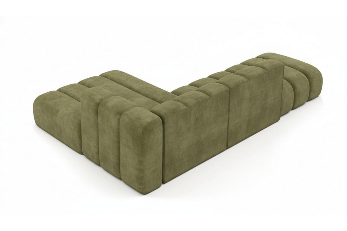 ECKSOFA L-form mit Hocker, Grand Mini, Stoff Salvador, Olive, Links - Olivgrün, Holz (295/179cm) - Kaiser Möbel