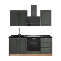 SINGLEKÜCHE Fame-Line, Grün-Gold Landhaus/Goldkraft Eiche, 190 cm, AP Anthrazit - Honigeiche/Grün, Holzwerkstoff (190/206.8/60cm) - Vicco