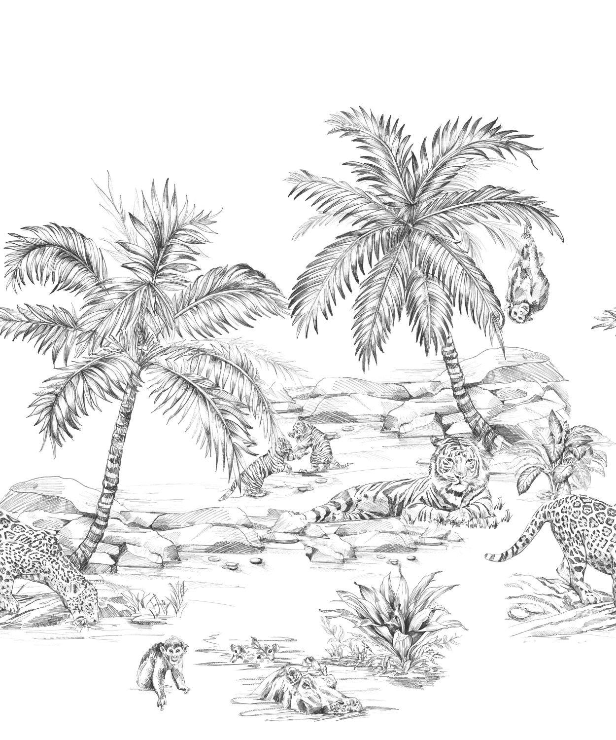 FOTOTAPETE Safari-Muster 250 x 279 cm - Schwarz, Papier (250/279cm) - Origin Wallcoverings