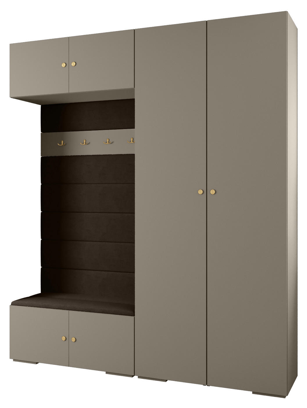 Abiks Möbel Garderoben-Set Kaschmir, Braun, Gold 200x236.7x47 cm
