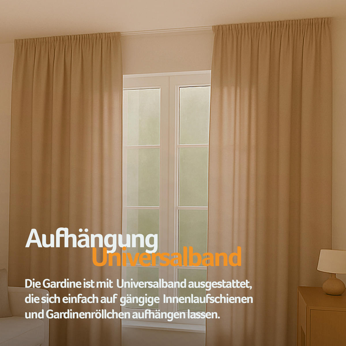 GARDINE Universalband "blickdicht" 2er Pack Hellbraun 140x145 cm - Hellbraun, Textil (140/145cm) - Bestlivings