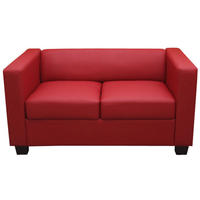 2ER SOFA Rot - Rot, Leder (137/70/75cm) - MCW