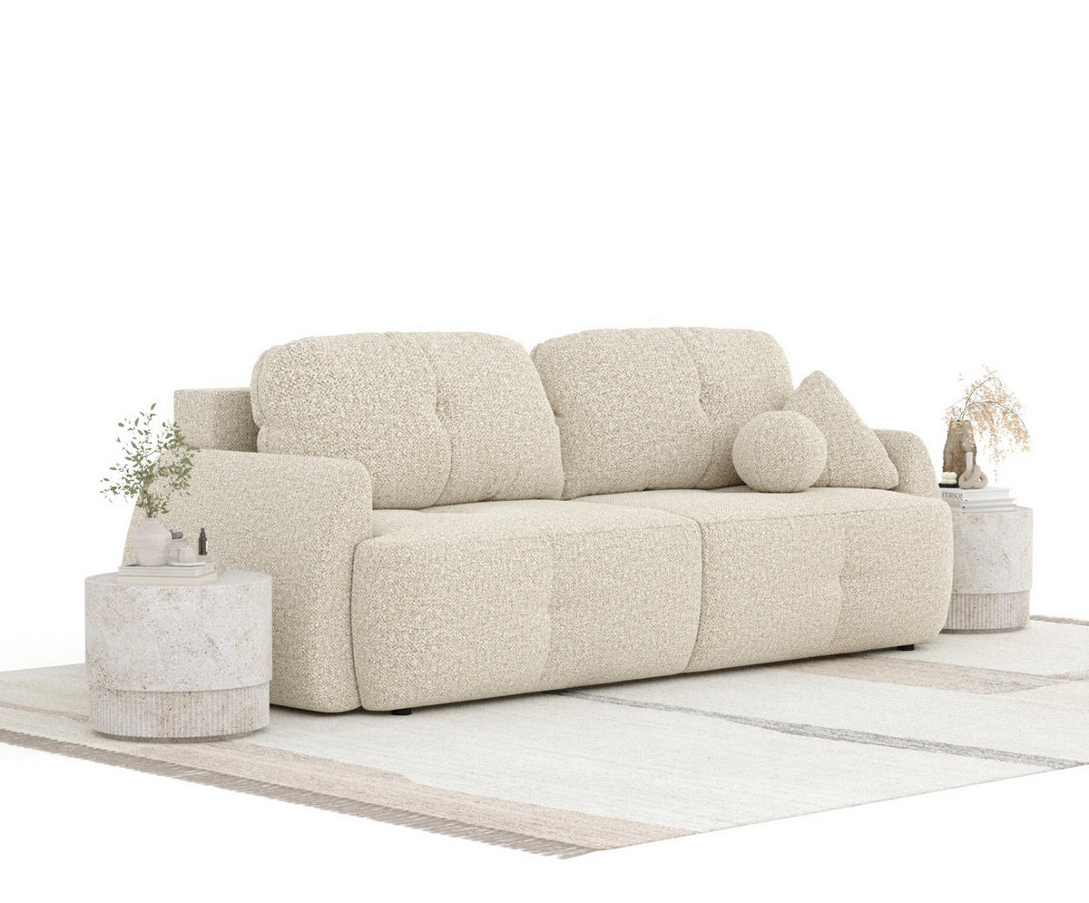 SCHLAFSOFA Loca Beige Plüschstoff - Beige/Schwarz, Holz/Holzwerkstoff (248/92/103cm) - Maison de Reve