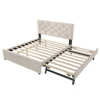POLSTERBETT 140/200 cm DE-04947, mit Rollbett in Beige - Beige, Holzwerkstoff (140/200cm) - ComfortXL