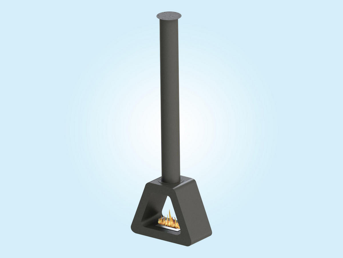BIOETHANOL-KAMIN Schwarz Deckenmodell mit Rohr inklusive 1.5 L Brennblock - Schwarz, Metall (60/40/190cm) - Purline