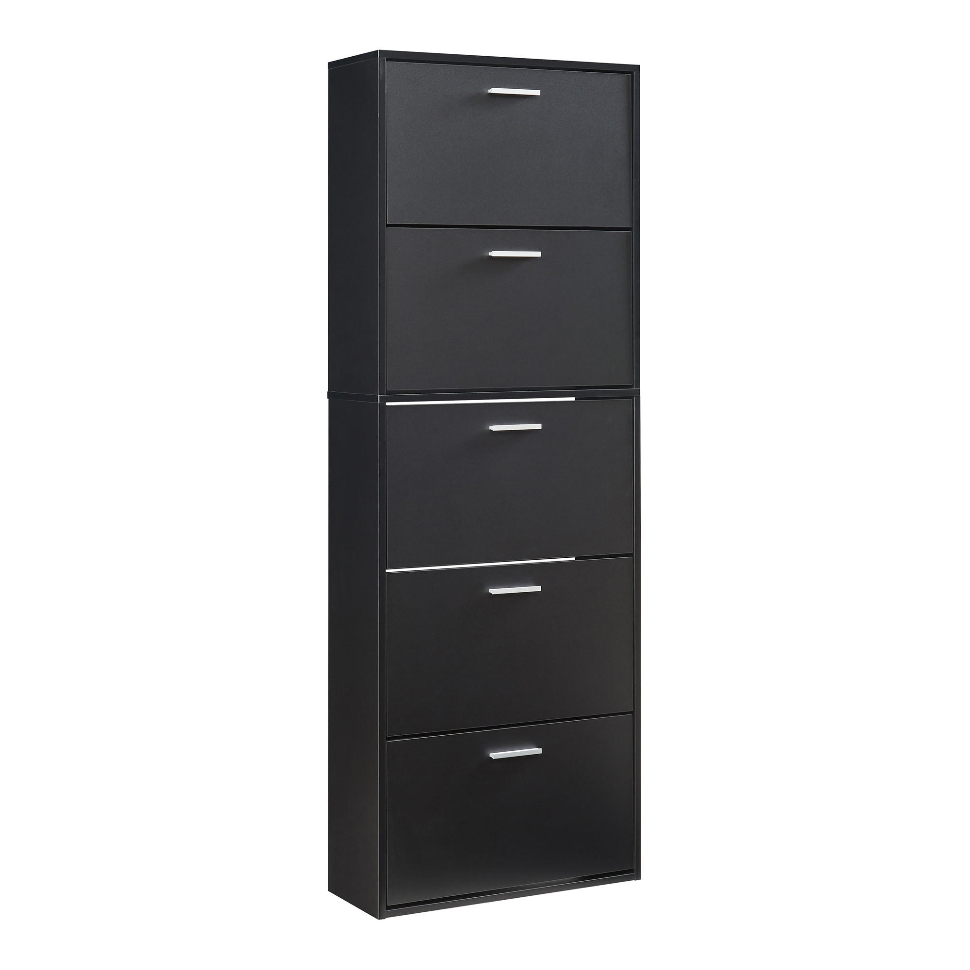 SCHUHSCHRANK Sykkylven - Schwarz, Holzwerkstoff (60/169/24cm) - [en.casa]