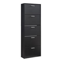 SCHUHSCHRANK Sykkylven - Schwarz, Holzwerkstoff (60/169/24cm) - [en.casa]