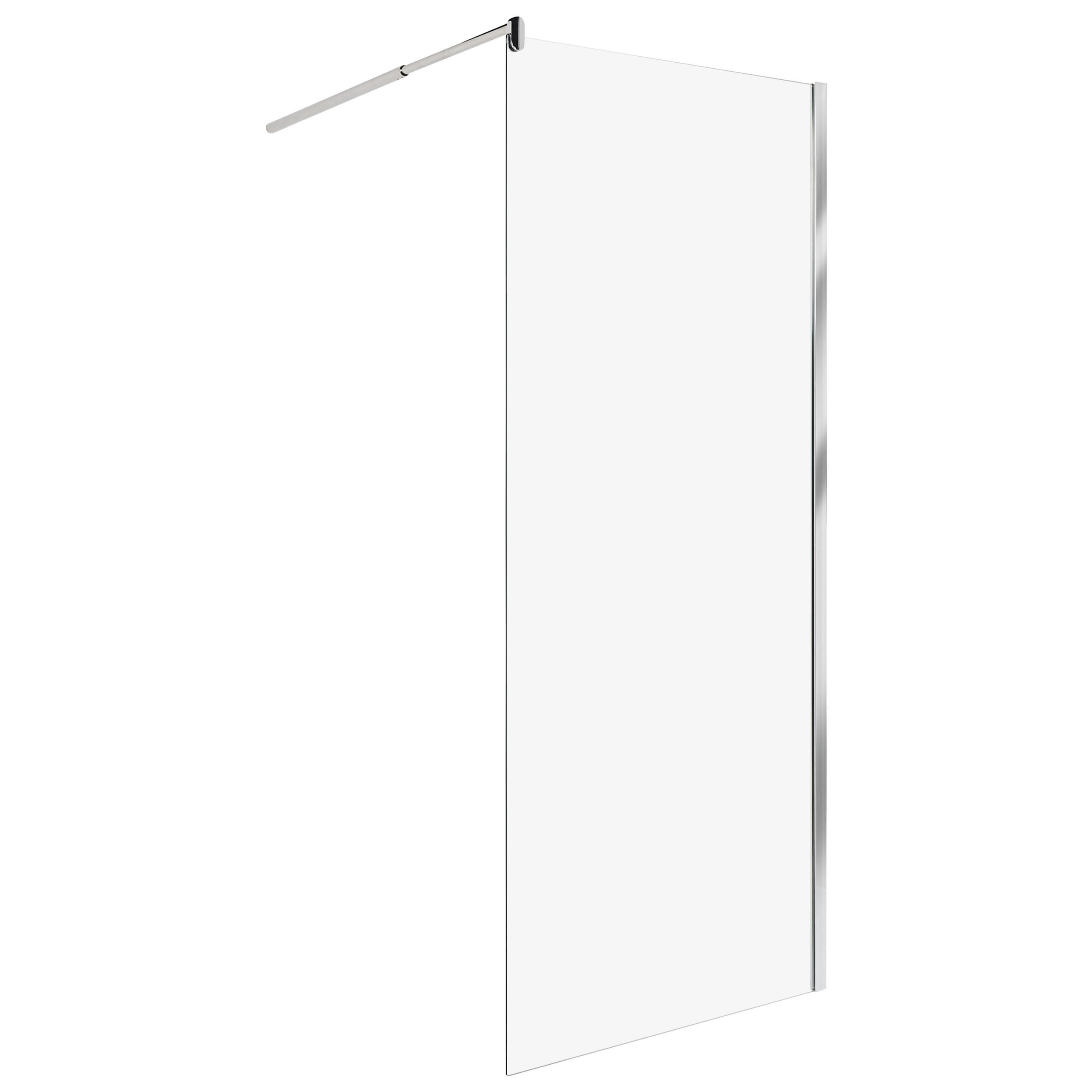 DUSCHWAND 80/190 cm Silber Ahaus - Transparent/Silberfarben, Glas (80/190cm) - Beliani