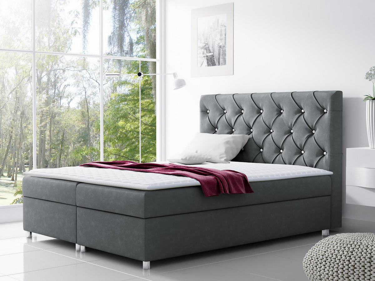 BOXBETT Roma - Grau, Holz (160/200cm) - MIRJAN24
