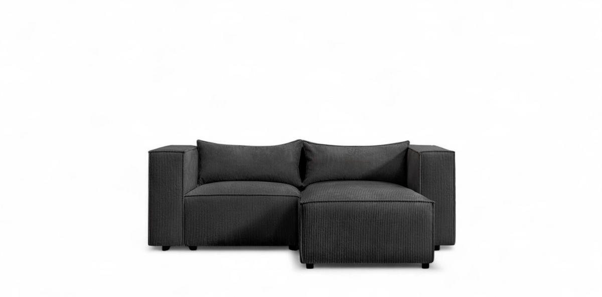 ECKSOFA Nevio Xs - Schwarz, Holzwerkstoff/Textil (210/185cm) - Fun Möbel