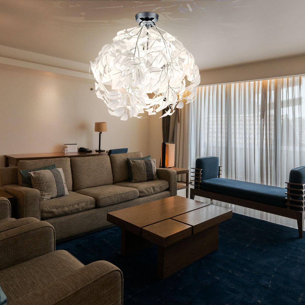 DECKENLEUCHTE Chrom Weiß - Weiß, Metall (38/38/58cm)