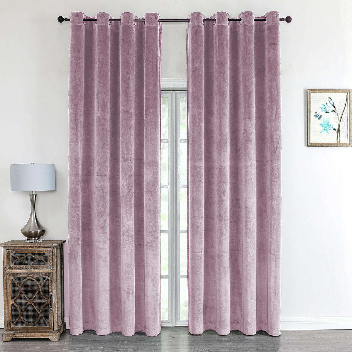 VORHANG Ösen Samt 140/245 cm Altrosa - Altrosa, Textil (140/245/245cm) - TiborTex