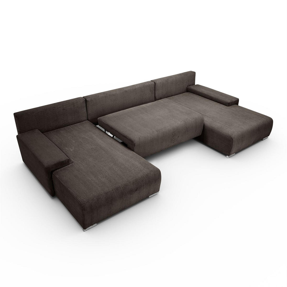 WOHNLANDSCHAFT LAVIO U mit Schlaffunktion und Bettkasten - Graphitfarben, Textil (348/93/188cm) - Lookway