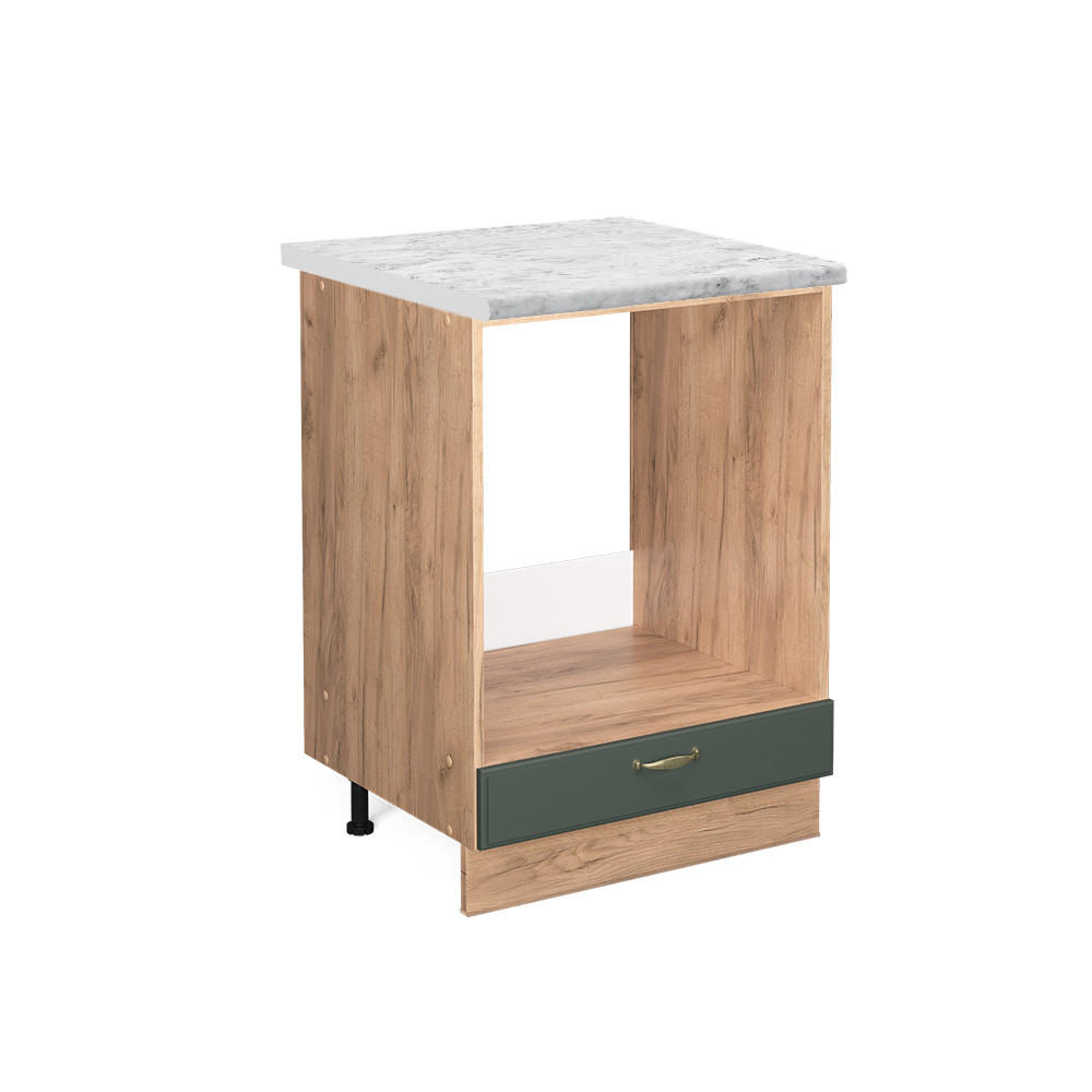 HERDUMBAUSCHRANK Fame-Line Grün-Gold Landhaus 60 cm, AP Marmor - Eiche Wotan/Grün, Holzwerkstoff (60/82/60cm) - Vicco