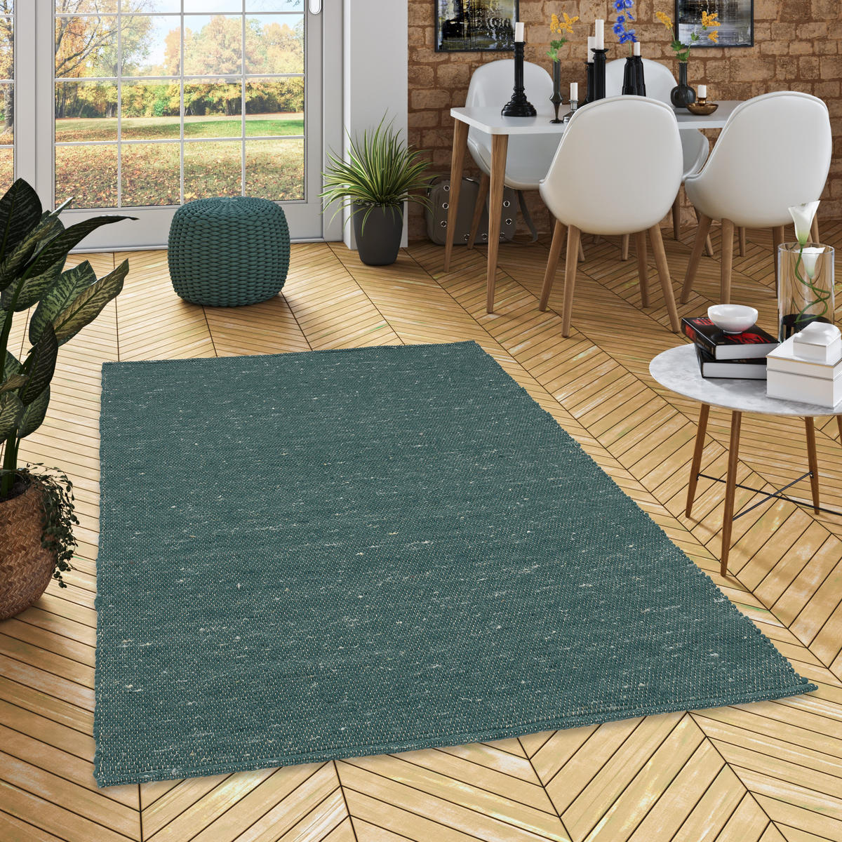 NATUR TEPPICH WOLLE YUKON - Petrol, Textil (190/290cm) - Pergamon
