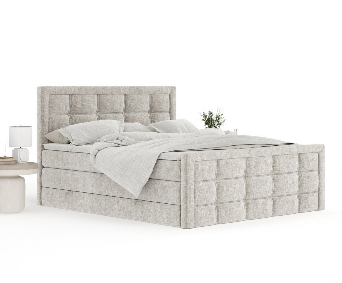 BOXSPRINGBETT Ambrosia Beige 200/200 cm - Beige/Schwarz, Holz/Holzwerkstoff (200/200cm) - Maison de Reve